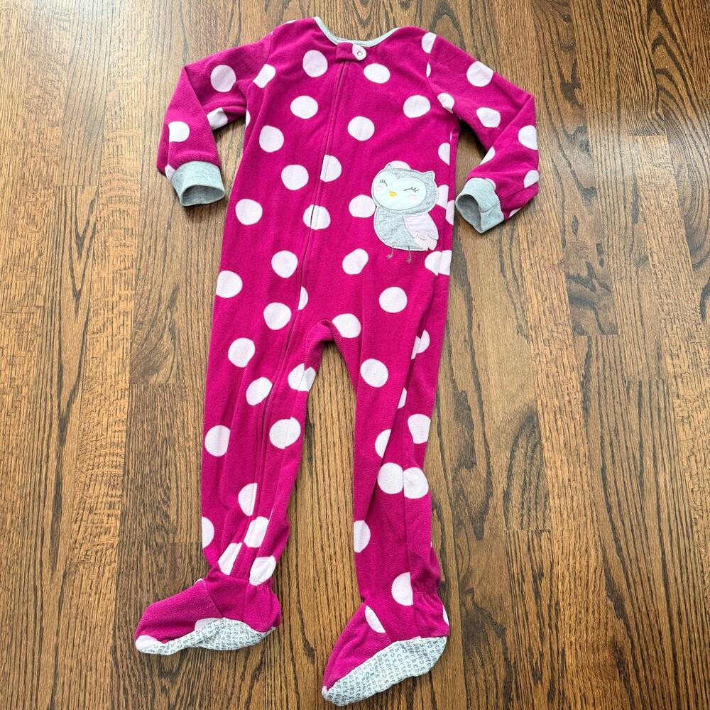 Carter's Girl's Warm Cozy Fleece Zip Up One Piece Footie Owl Pajamas - 4T